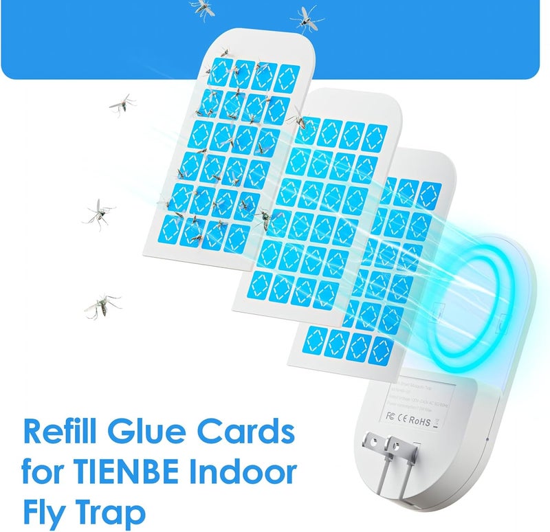 TIENBE 12 Pack Magnetism Glue Cards Indoor Plug-in Fly Trap Refill Pack for Indoor Fly Trap - Image 4